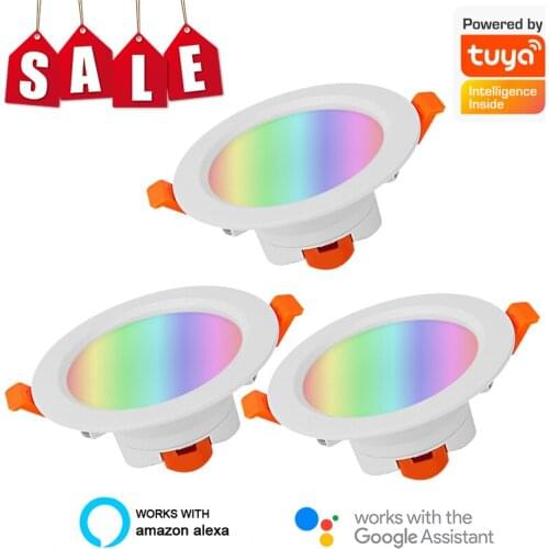 WiFi Smart LED Downlight Tuya Smart Home ceiling Indoor lights Dimming Round Spot Lighting 10W RGB Warm Cold light