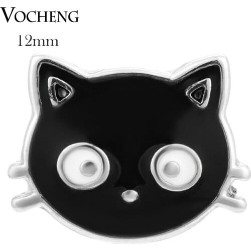 Vocheng Black Lovely Cat Ginger Snap Petite 12mm Hand Painted Button Vn-1066