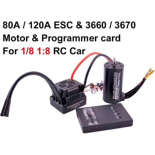 Waterproof 3660 3300KV 3800KV / 3670 2150KV 2650KV Brushless Motor + S-80A 80A / S-120A 120A 2-4S ESC for 1/8 1:8 RC Car Trucks