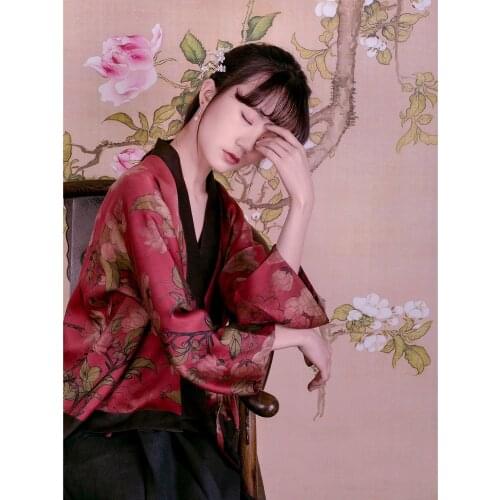 Women Chinese Style Qipao Tops Retro Printed Cheongsam Coats Fashion Pink Casual Blouse Hanfu T-Shirt Tang Suit Cardigan Jackets