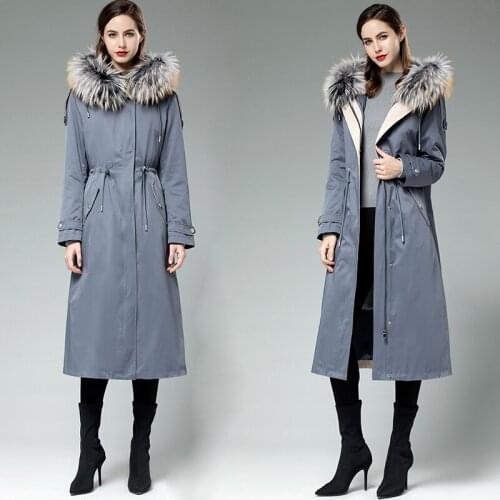 Raccoon Rex Collar Rabbit Winter Coat Real Fur Parka for Women Clothes 2020 CC2202 YY256