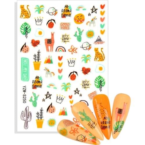 1pcs Summer Nail Stickers Cartoon Animal Lovely Foil Nails Adhesive Pug Fruit Beach Butterfly Decal DIY Manicure Tool Accessorie
