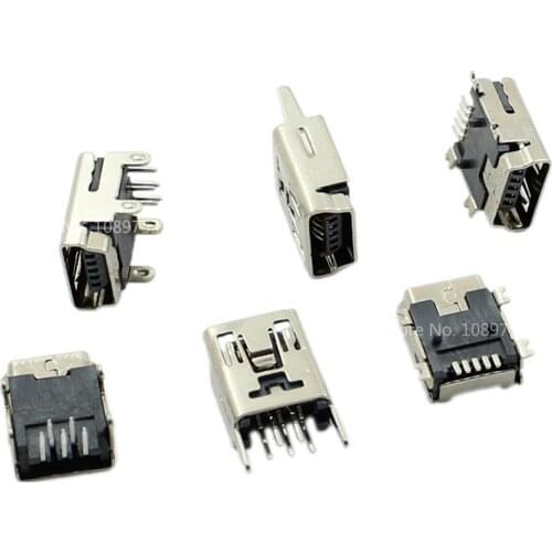 10Pcs Mini USB Type B 5-Pin Female Socket Vertical / Horizontal DIP Jack Connector For Tail Charging