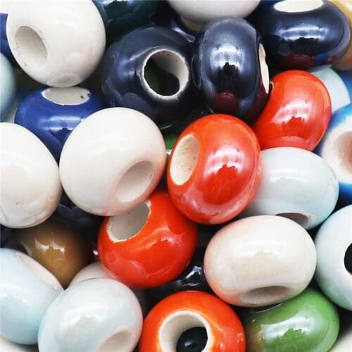 10 Pcs Lot Big Hole CeramiC Murano Beads Charms for Bracelet Pendant Necklace Curtains Hair DIY Jewelry Making for Women Girl