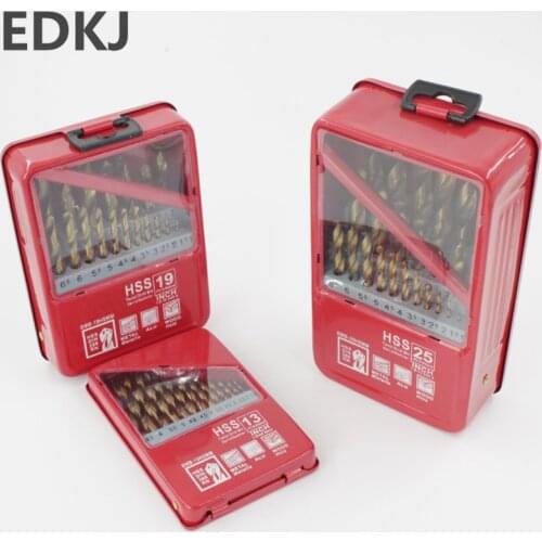 13pcs/19pcs High-speed steel drill bit titanium-coated electric drill hemp flower high-speed high hardness resistance