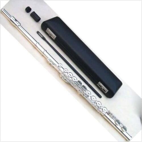 16 close hole obturator E key nickel plated flute,the surface of silver plated flute