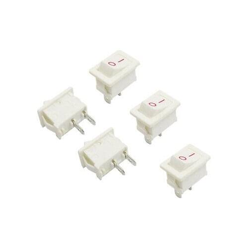 5 Pcs 2 Pin SPST On/Off Rocker Switch AC 6A/250V 10A/125V White Wkprr