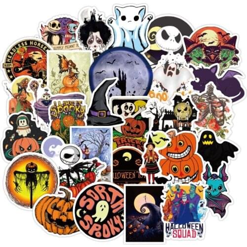 50pcs Horror Stickers for Laptop Luggage Car Water Bottle Funny Skateboard Racing Waterproof Decals Kids Christmas Stikers Pack