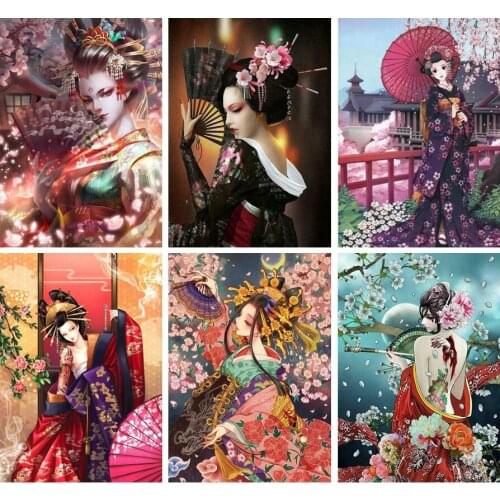 5D DIY Japanese Beauty Geisha Diamond Painting Full Drill Embroidery Cross Stitch Mosaic Home Decor Craft Kit Christmas Gift