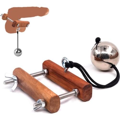 BDSM Metal Ball Heavy Hanger Stretcher Penis Exercise Extender Penis Wood Splint Cock Ring Male Chastity Device Sex Toy for Men