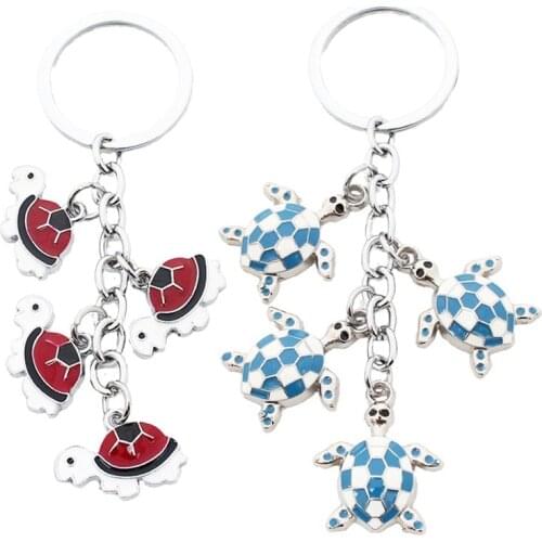 Keychain Fashion Key Ring Metal Creative Silver Turtle Key Chain Jewelry Zinc Alloy Color Pendant Red for Women Men Couple Gift