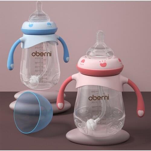 Newborn Baby Bottle Feeding Starter Set Breast-Like Nipples Bottle Handles Newborn Pacifier Bottle Nipple Cleaning Brus Blue Boy
