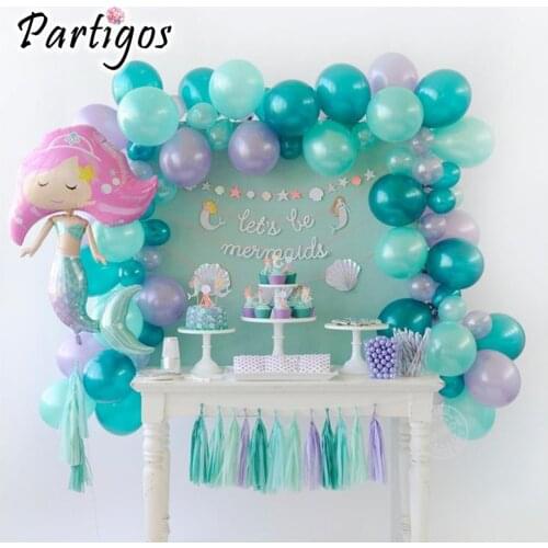 1set 68pcs Mermaid balloon garland set Mixed Teal Blue purple balloon chain Little Mermaid Party Supplies Birthday Party decors