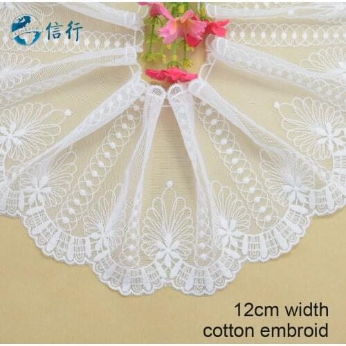 12cm width Cotton embroid lace sewing ribbon guipure trims or fabric warp knitting DIY Garment Accessories free shipping#3592