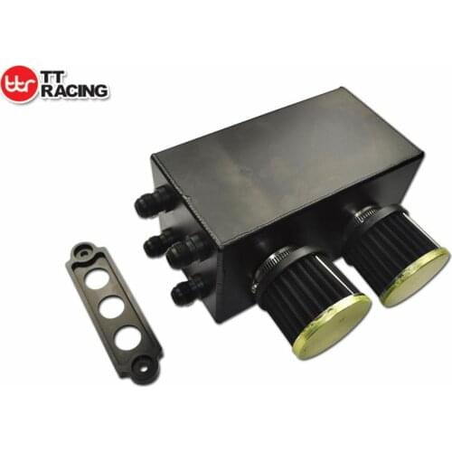 HONDA_OT_BK - Honda Civic 92-00 Integra 94-01 Oil Catch Tank w/ Breather Black 4 Port -10AN