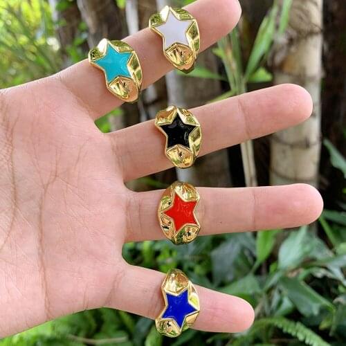 Handmade Eternity Promise ring enamel star cz Engagement Wedding Band Rings for women Men Finger Party Jewelry