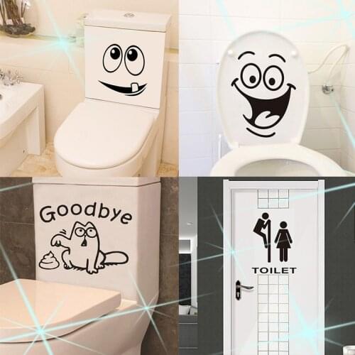 Creative Waterproof Stickers Bathroom WC Toilet Decoration Home Decor Wall Stickers Funny Refrigerator Sticker Toilet Stickers