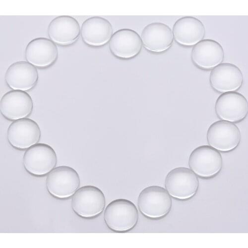 100PCS 14MM Round Flat Back Clear Glass Cabochons Pads Accessories For DIY Blank Pendant Jewelry Findings