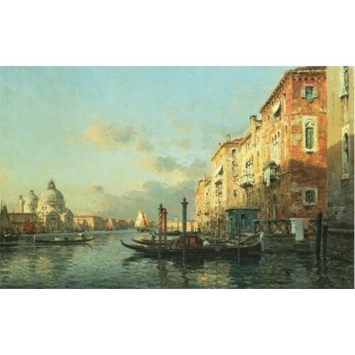 Resorts Vintage Water Town Venice Seascape Oil Painting on Canvas Print Poster Cuadros Modern Wall Art Pictures for Living Room