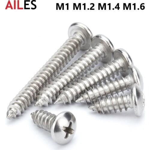 M1 M1.2 M1.4 M1.6 Cross Recessed Pan Head Self Tapping Screws 304 Stainless Steel Phillips Machine Bolts 3 4 5 6 8 10 16 20 22mm