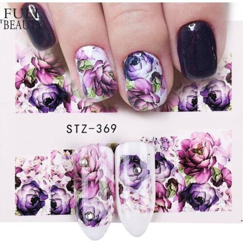 1pcs Nail Art Water Decals Flower Rose Purples Designs for Women Full Cover Sticker Decorations Sticker Winter Tips STZ369-509