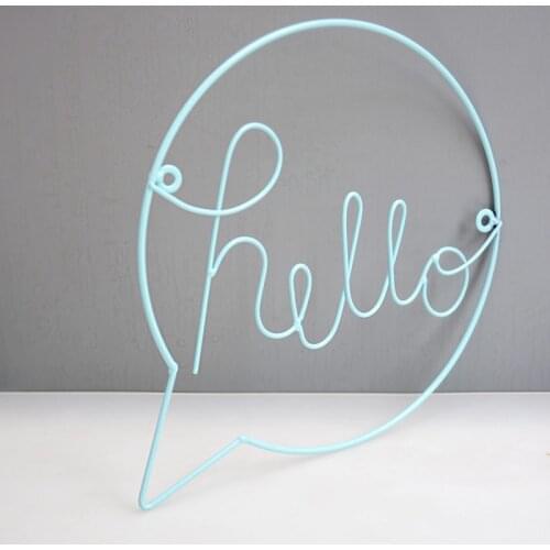 Letter "Hello" Decoration Nordic Iron Kids Room Wall-mounted Grid Racks Home Office Restaurant Door Hanging Welcome Sign Craft