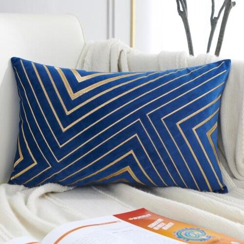Luxury Velvet Cushion Cover 30x50cm Nordic Style Gold Embroidered Blue Grey Yellow Home Decorative Pillow Cover for Couch Bed