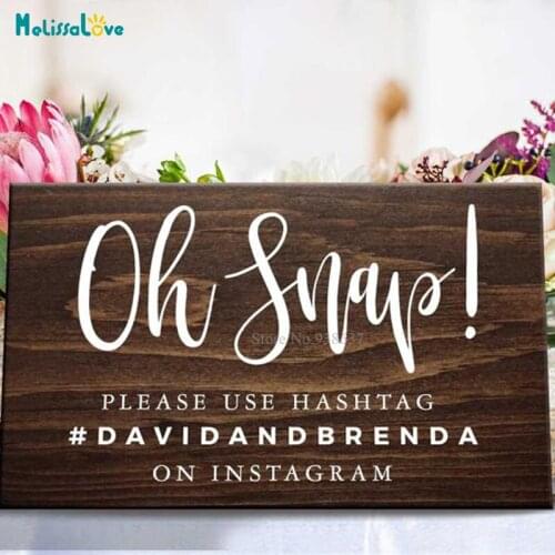 Oh Snap wooden Ins hashtag wedding sign Wedding Party Decal Removable Vinyl Stickers BA257