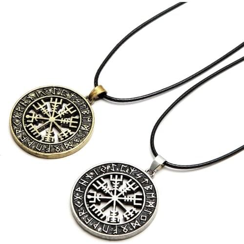 New Odin Symbol Rune Amulet Ally Chain Compass Viking Pendant Necklace Vegvisir Fashion Vintage Necklaces Jewelry Couple Gifts
