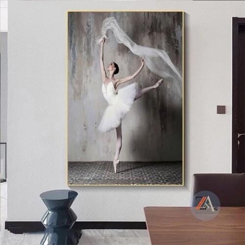Ballet Girl Elegant Dance Pose Nordic Modern Style Posters Canvas Pictures For Living Room Bedroom Decorative Painting Unframed