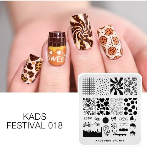 Nail Art Stamping Plates Heart Candy Image Rectangle Nail Art Stencil Stamp Template Valentines Day Nail Printing Plate Tools