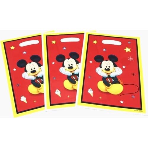 Disney Mickey Mouse Birthday Gift Bag Decorations Red Mickey Mouse Party Supplies Gift Bag Christmas Candy Loot Bags Child Like