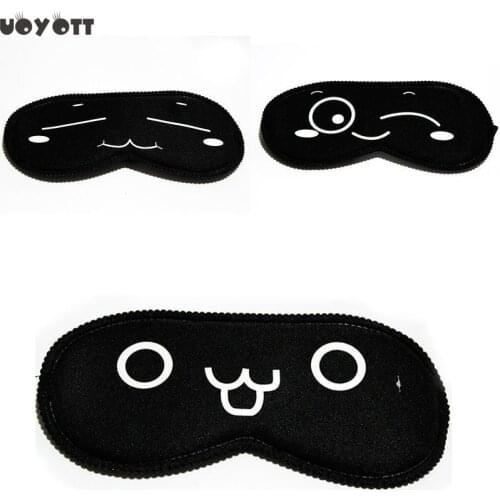 CUte Black Sleep Mask Eye Cover Cute Cartoon Nap Eye Shade Eyepatch Bandage Sleeping Mask 1piece random color