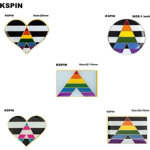Straight Allies Badge Symbol Pin Metal Badges Decorative Brooch Pins for Clothes Brooch Jewelry XY0152