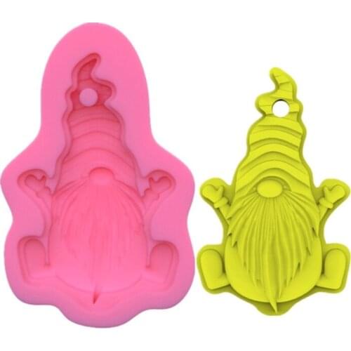 R58E Handmade Gnome Keychain Resin Mold Lucky Gnome Decoration Santa Claus Pendant Silicone Resin Casting Mold Craft Tools