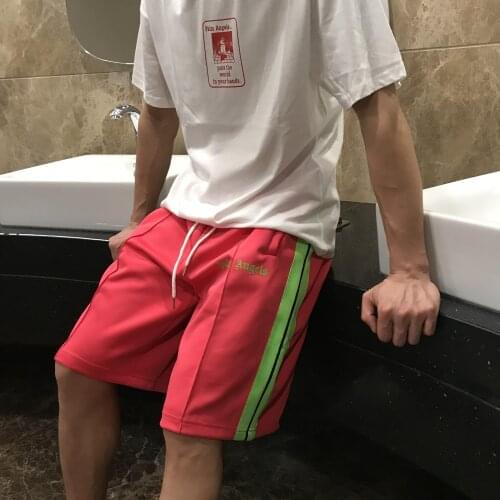 Palm Angels color striped webbing shorts for men and women loose sports casual pants five-point pants 87541546261