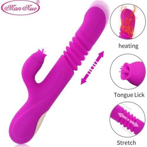 Telescopic Dildo Sucking Vibrator for Women Clitoris Stimulator Viginal G Spot Massager 7 Speed Vibrating Heating Sex Toys