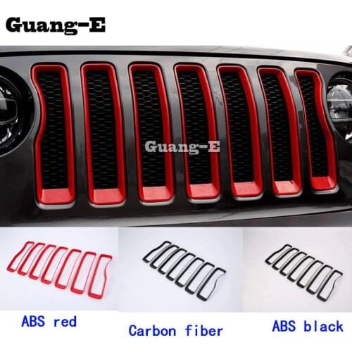 Car Body Cover Protection Detector ABS Chrome Trim Racing Grid Grill Grille Molding 7pcs For Jeep Wrangler JL 2018 2019 2020