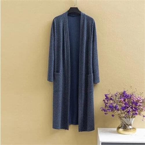 Women2021 Spring Autumn Plus Size Long Over-The-Knee Cardigan Jacket Female New Loose-Fitting Shawl Outer Knit Sweater Coat A160