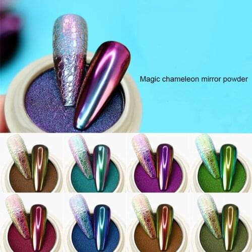 1g/Box New Magic Chameleon Mirror Laser Nail Glitter Powders Auroras Effect Nail Art Chrome Pigment Dust DIY Design Decoration