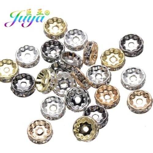 100pcs Wholesale Cz Rhinestones 10mm Crystal Spacer Metal Beads Accessories For Beading Jewelry DIY Making Charm Beads Supplies