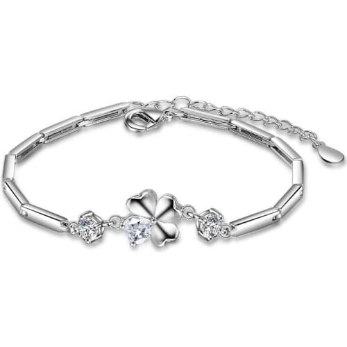 100% 925 sterling silver fashion flower design shiny crystal bracelets for women wholesale jewelry birthday gift drop shipping