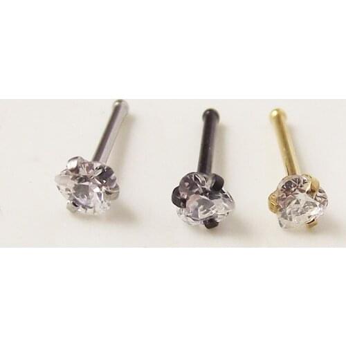 2Piece 20Gx7x3mm free shipping nostril Love Heart Zircon crystal nose stud Rings nose ring Tragus Helix body piercing jewelry