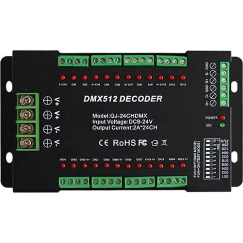 24 Channel RGB DMX512 LED Decoder with Indicator light control single or RGB lamps for adversting module