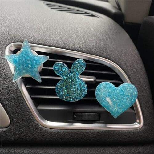3 pcs A set of sequins, rabbit love, five star car, air conditioner, air outlet, perfume clip, color cartoon, car decoration
