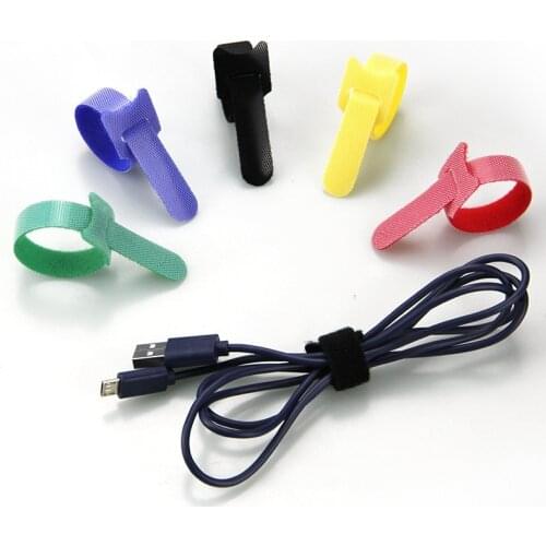 30Pcs/Lot 12*150mm T-type Velcro Cable Tie Wire Storage Cable Computer Data Cable Power Cable Tie Wire Random Color