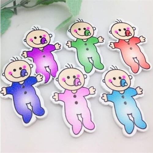 50pcs Colorful Baby Wood Buttons 40*26mm Sewing Craft Mix WB212