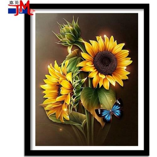 Flower Home Decor 5D Diy Diamond Painting Cross Stitch Sunflower Diamond Embroidery Full Square Round Drill Mosaic Picture Gift
