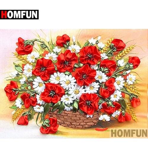 HOMFUN Full Square/Round Drill 5D DIY Diamond Painting "Red flower" Embroidery Cross Stitch 5D Home Decor Gift A12993
