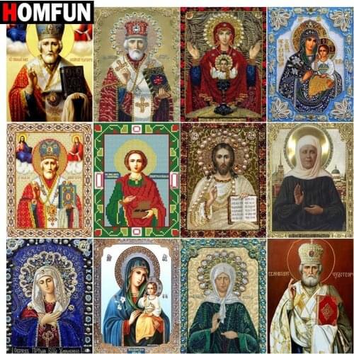 HOMFUN DIY Diamond Painting "Religious figure" Full Drill Square Round Diamond Embroidery 5D Cross Stitch Decoration Home